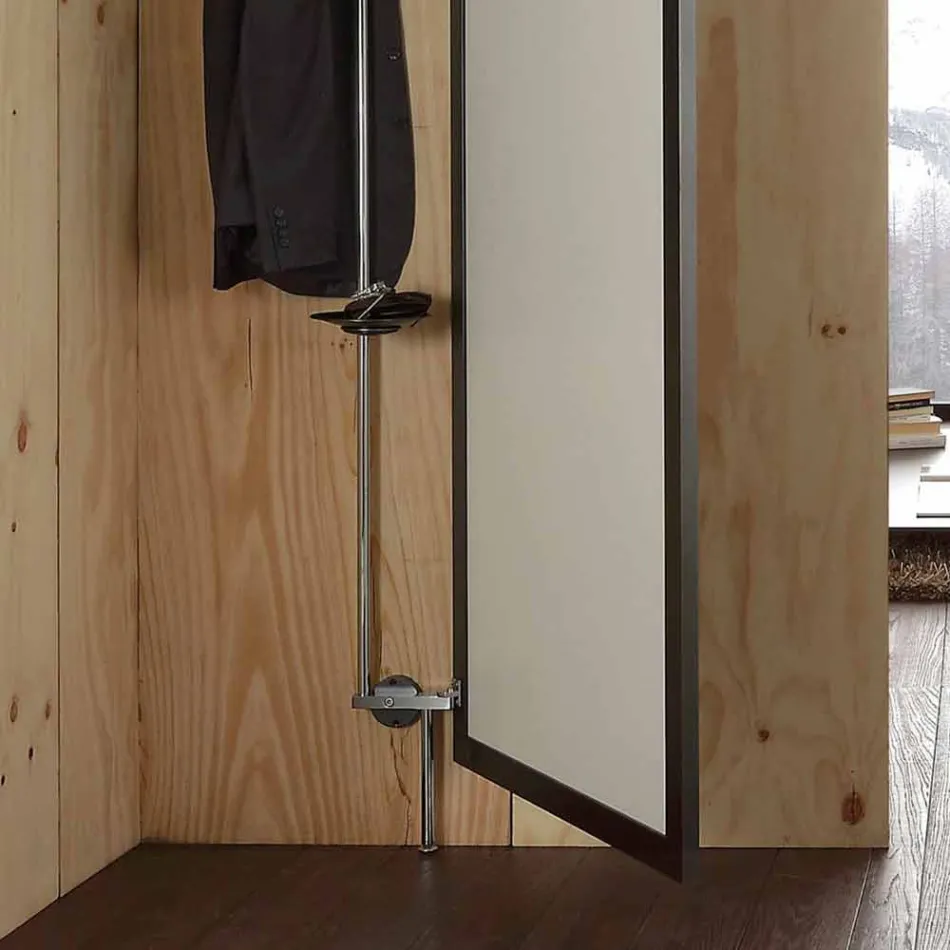 Wall Mirror with Opening Door and Coat Hooks Made in Italy - Boro Viadurini