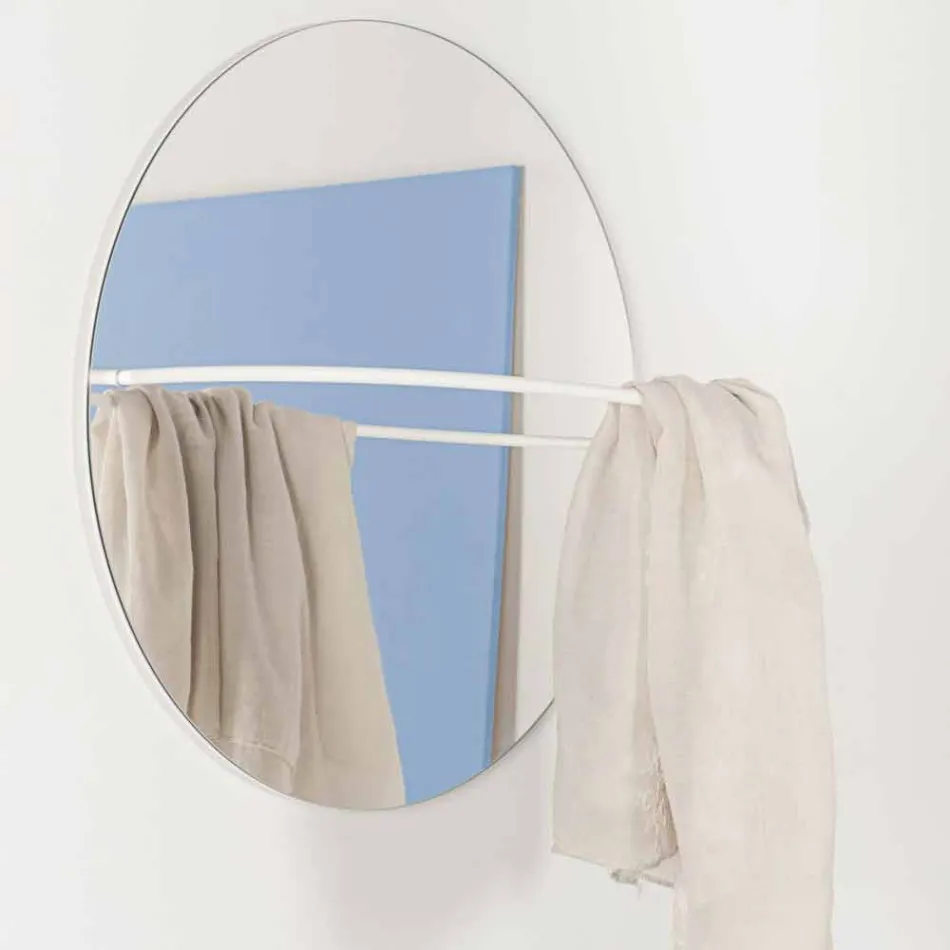 Wall Mirror with Modern Steel Coat Rack Made in Italy - Chioccia Viadurini