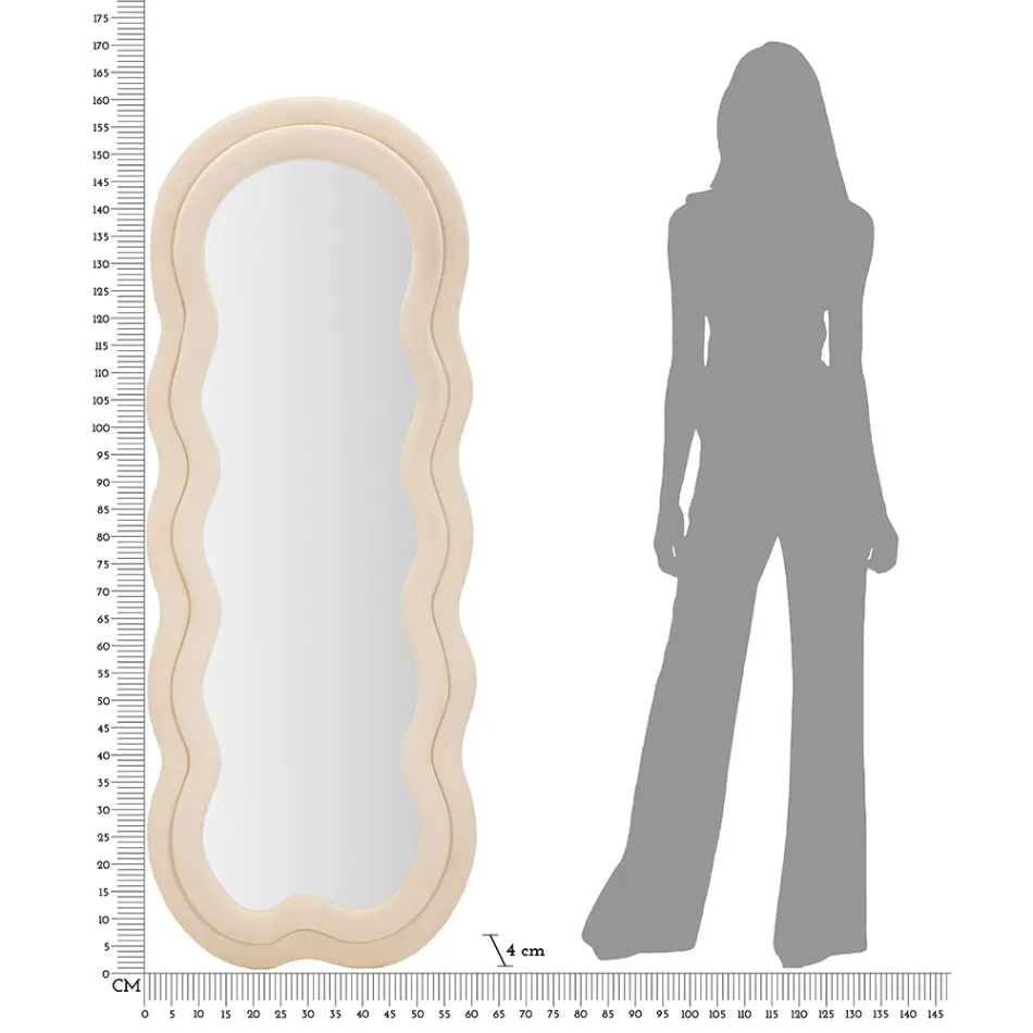 Wall Mirror with MDF Frame Covered in Velvet - White Viadurini