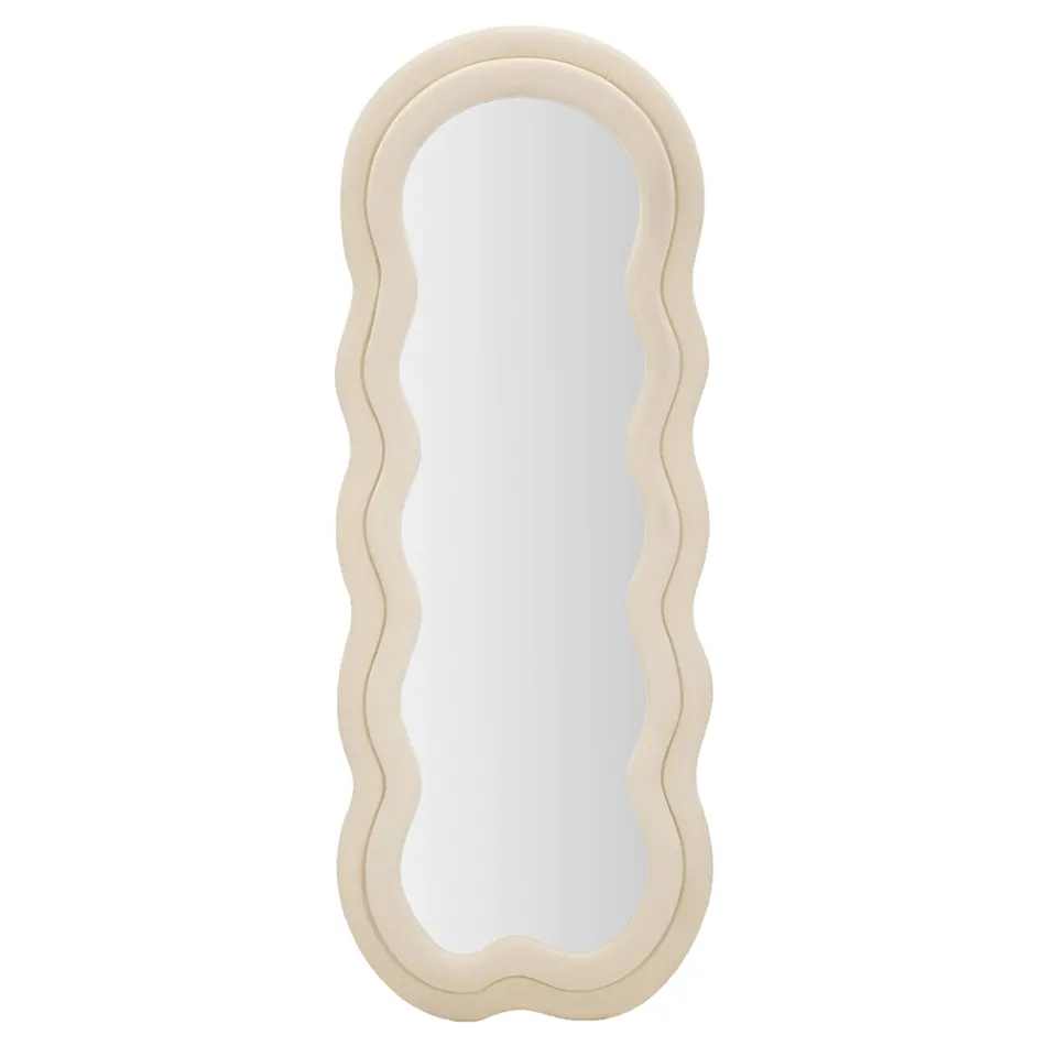 Wall Mirror with MDF Frame Covered in Velvet - White Viadurini