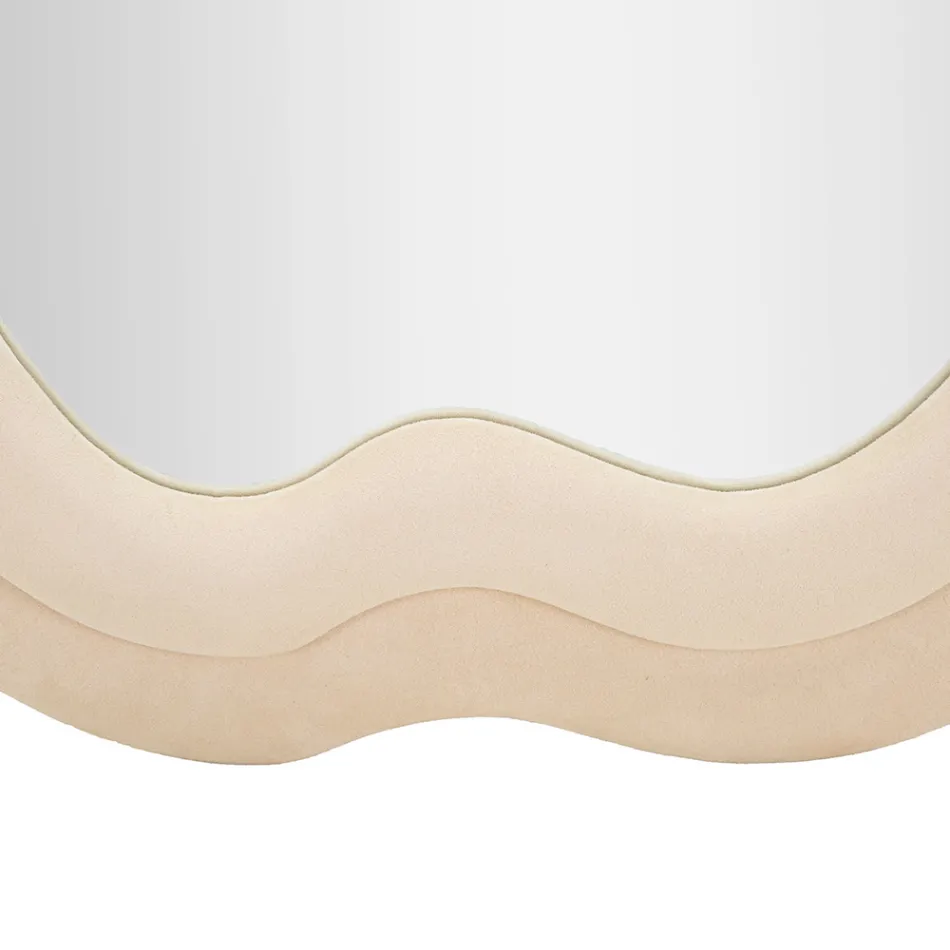 Wall Mirror with MDF Frame Covered in Velvet - White Viadurini