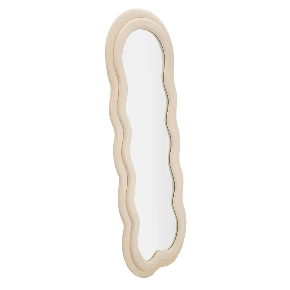 Wall Mirror with MDF Frame Covered in Velvet - White Viadurini