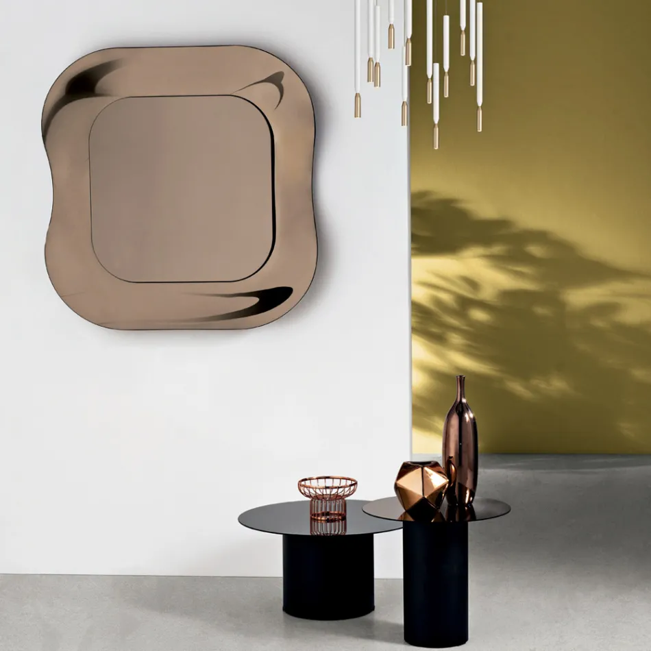 Wall Mirror with Frame in Fused Glass Made in Italy - Adored Viadurini