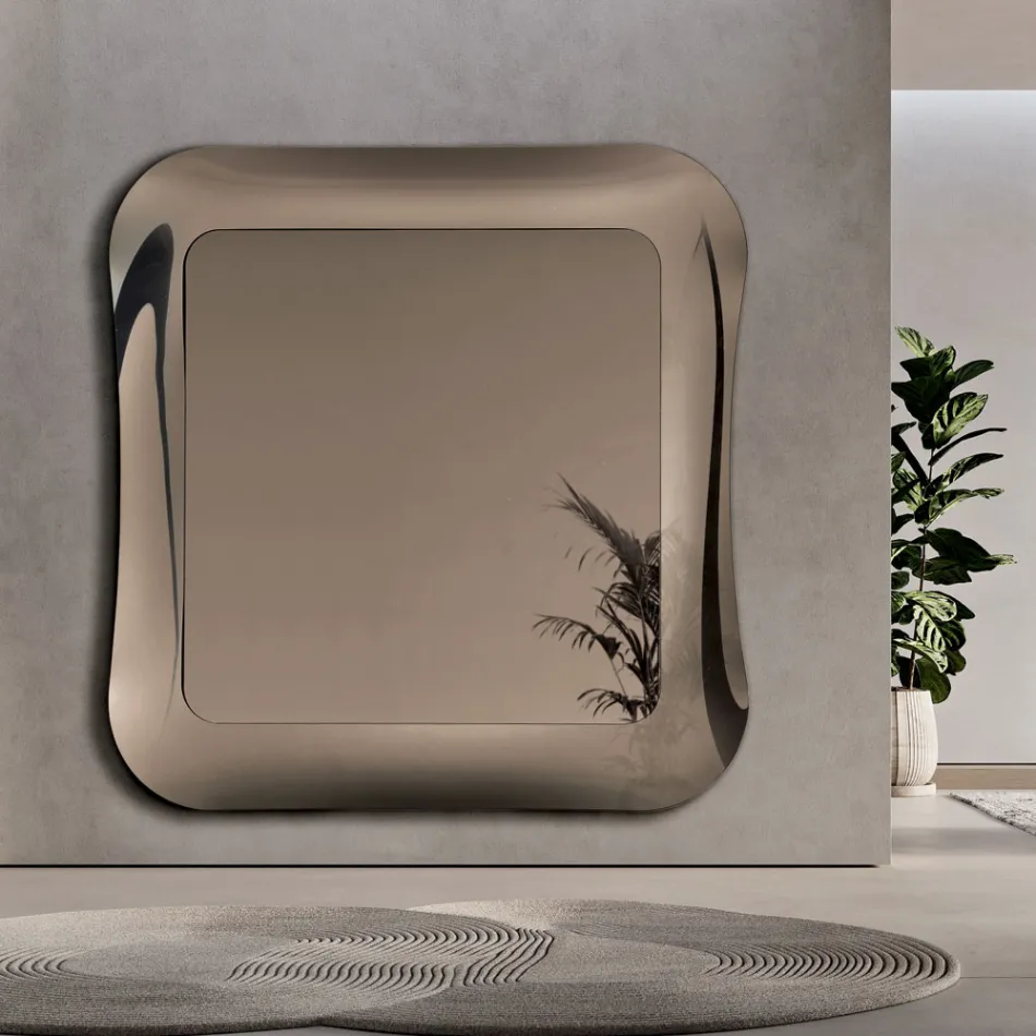 Wall Mirror with Frame in Fused Glass Made in Italy - Adored Viadurini