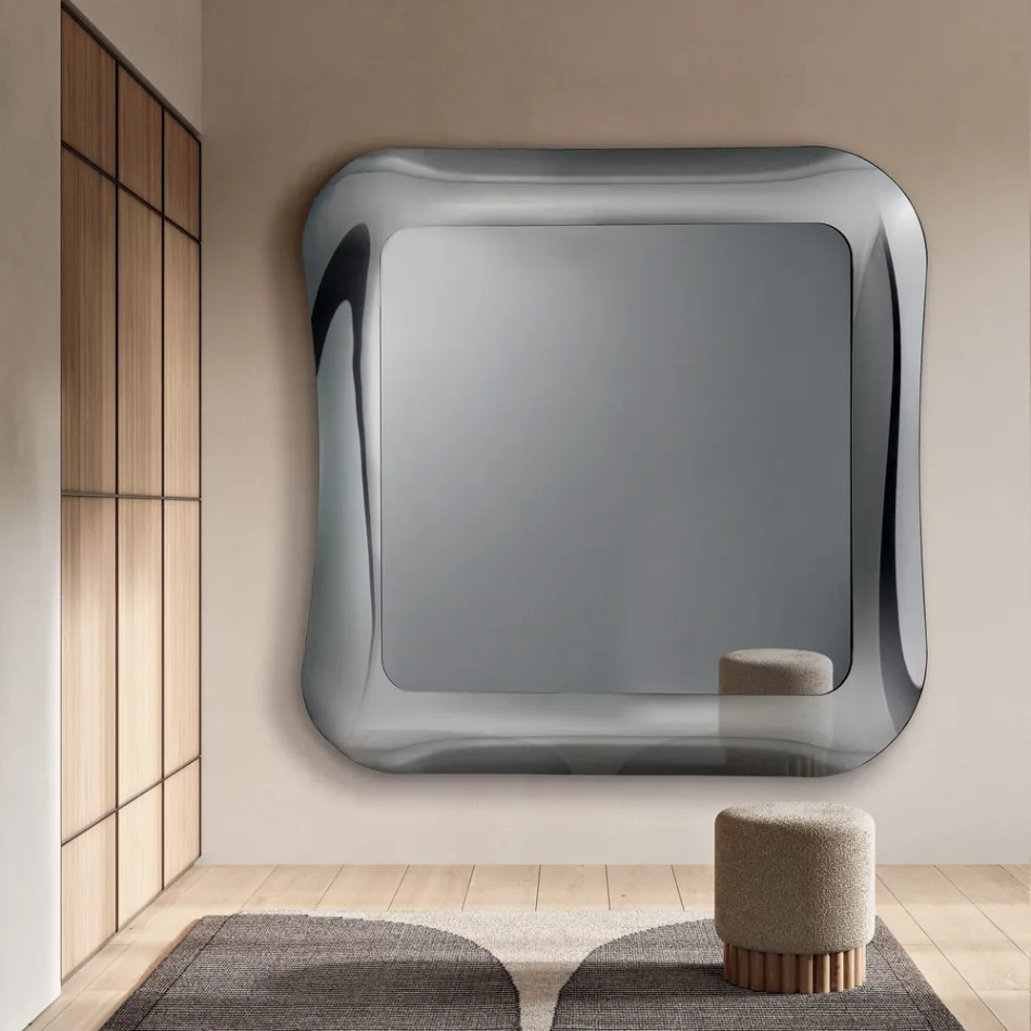 Wall Mirror with Frame in Fused Glass Made in Italy - Adored Viadurini