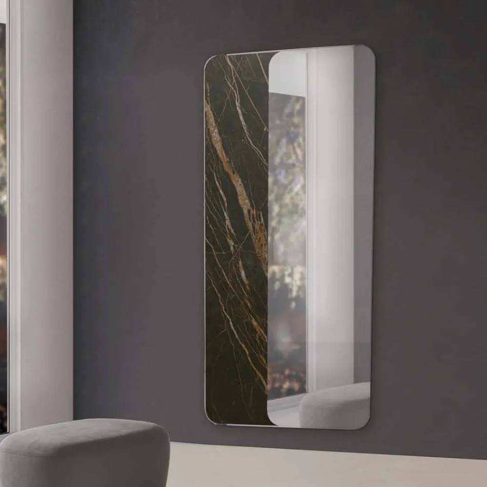 Wall Mirror with Wood or Ceramic Insert Made in Italy - Montecarlo Viadurini