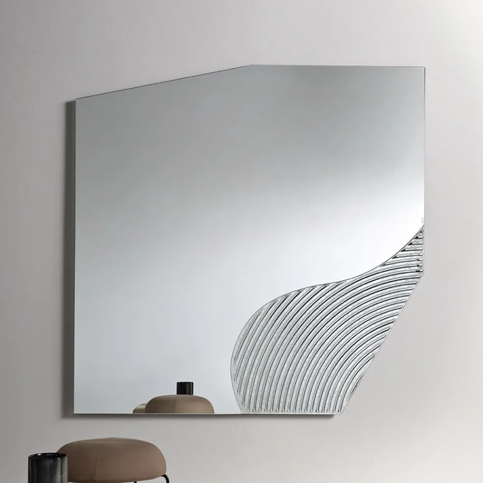 Lirion Wall Mirror with Two-Color Striped Insert Made in Italy Viadurini