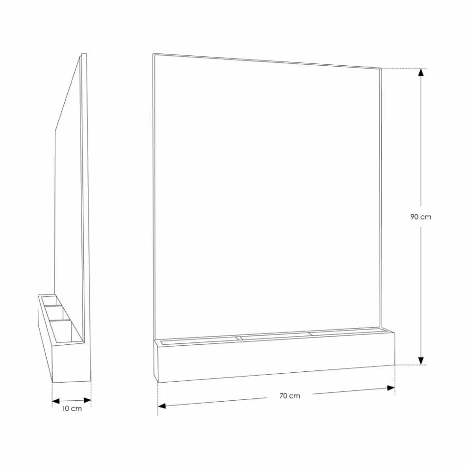 Wall Mirror with Structure and Storage Compartment in Teak Wood - Palima Viadurini