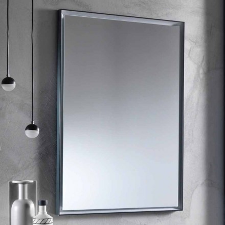 Wall Mirror with Aluminum Frame and LED Light Made in Italy - Chik Viadurini