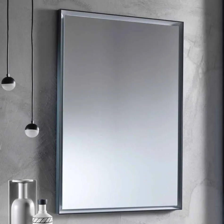 Wall Mirror with Aluminum Frame and LED Light Made in Italy - Chik Viadurini