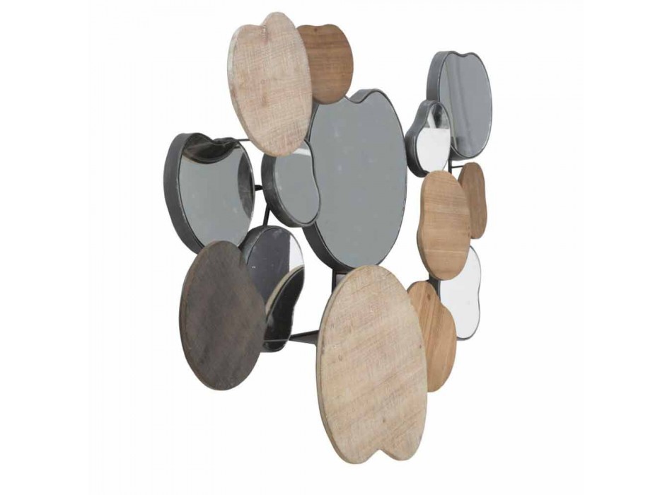 Modern Design Wall Mirror in Wood and Iron - Ortensio Viadurini