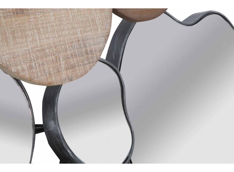 Modern Design Wall Mirror in Wood and Iron - Ortensio Viadurini