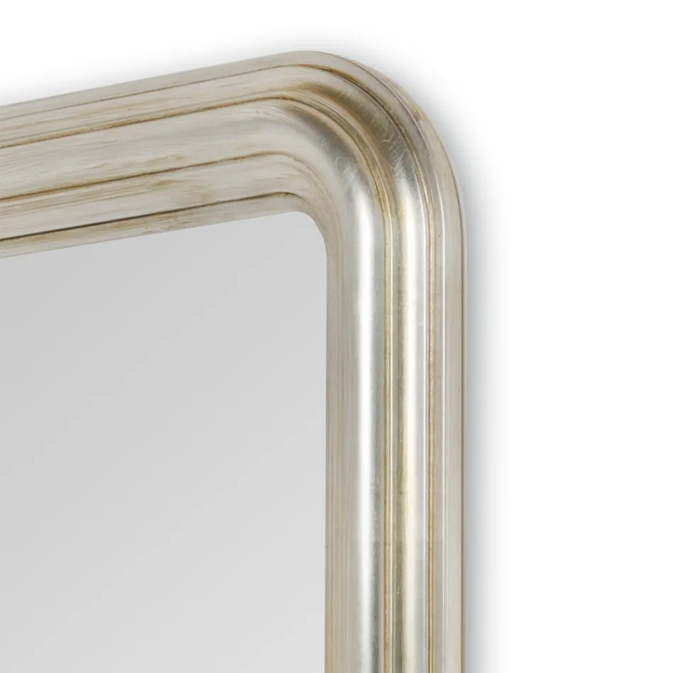 Wall Mirror in Wood with Silver Leaf Finish Made in Italy - Navona Viadurini