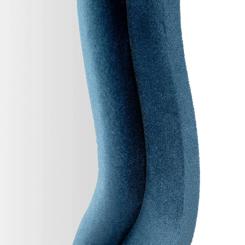 Wall Mirror in MDF Covered in Velvet with Wavy Lines - Sheldon Viadurini