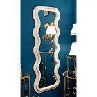 Wall Mirror in MDF Covered in Velvet with Wavy Lines - Sheldon Viadurini