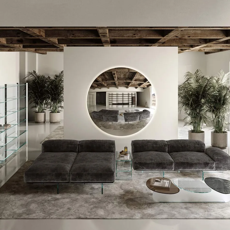 Wall Mirror in Curved Convex Glass in Different Finishes - Light Viadurini