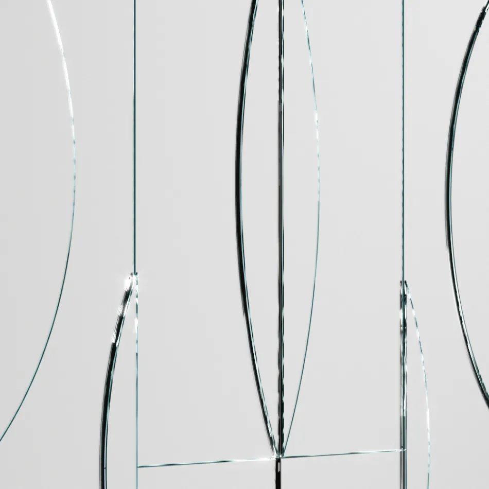 Modular Wall Mirror with Wooden Structure Made in Italy - Saetta Viadurini