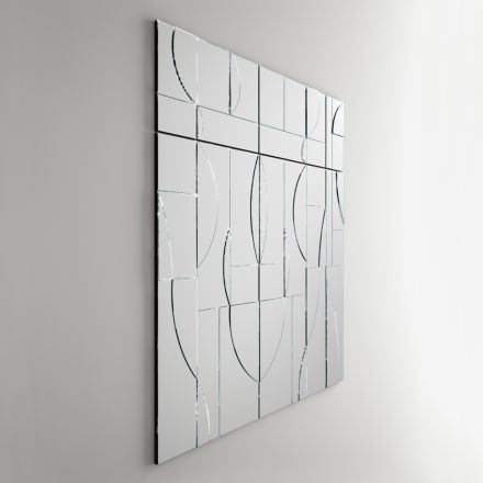 Modular Wall Mirror with Wooden Structure Made in Italy - Saetta Viadurini