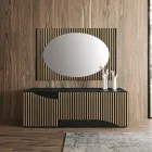 Oval Wall Mirror with Vertical Slat Support Made in Italy - Anne Viadurini