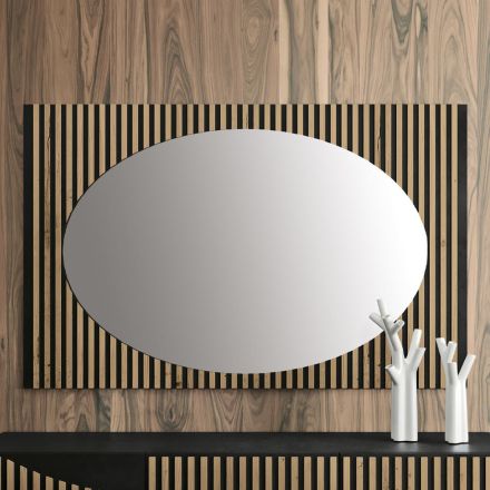 Oval Wall Mirror with Vertical Slat Support Made in Italy - Anne Viadurini