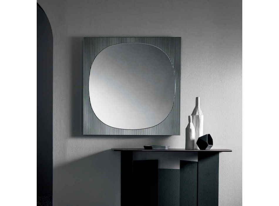 Smoked Color Modern Square Wall Mirror Made in Italy - Bandolero Viadurini