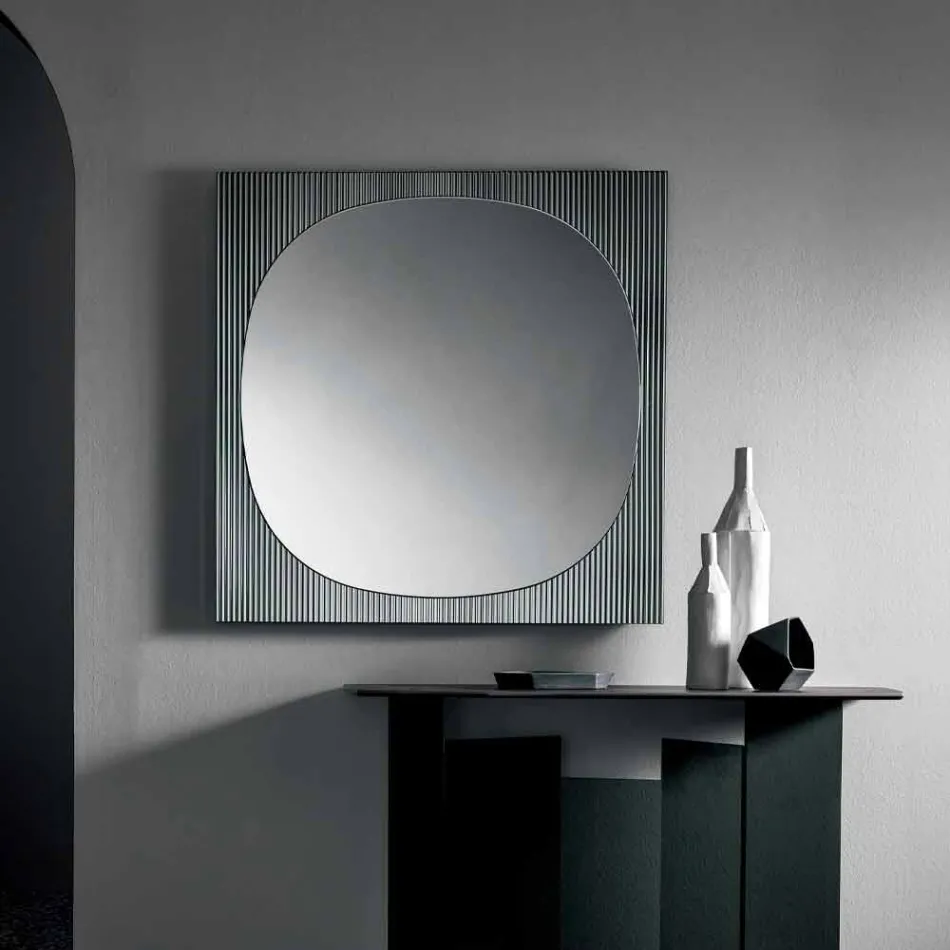 Smoked Color Modern Square Wall Mirror Made in Italy - Bandolero Viadurini