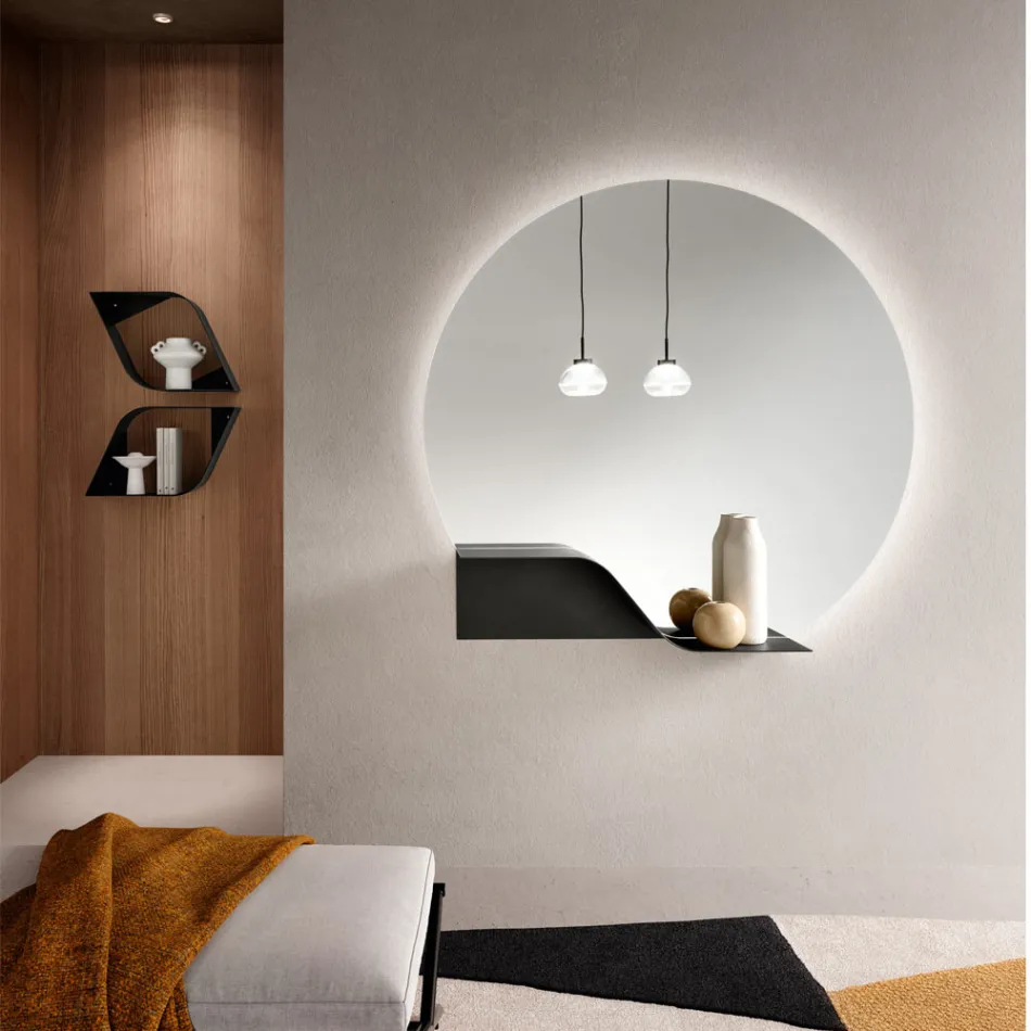 LED Backlit Wall Mirror with ABS Frame, Made in Italy - Dafira Viadurini