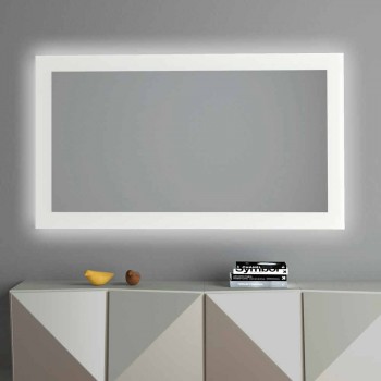 Backlit Wall Mirror with Sandblasted Frame Made in Italy - Edigio