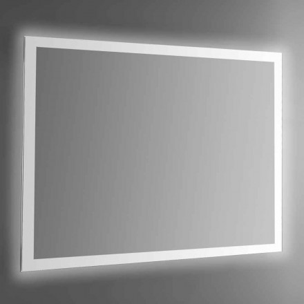 Backlit Wall Mirror with Sandblasted Frame Made in Italy - Edigio Viadurini