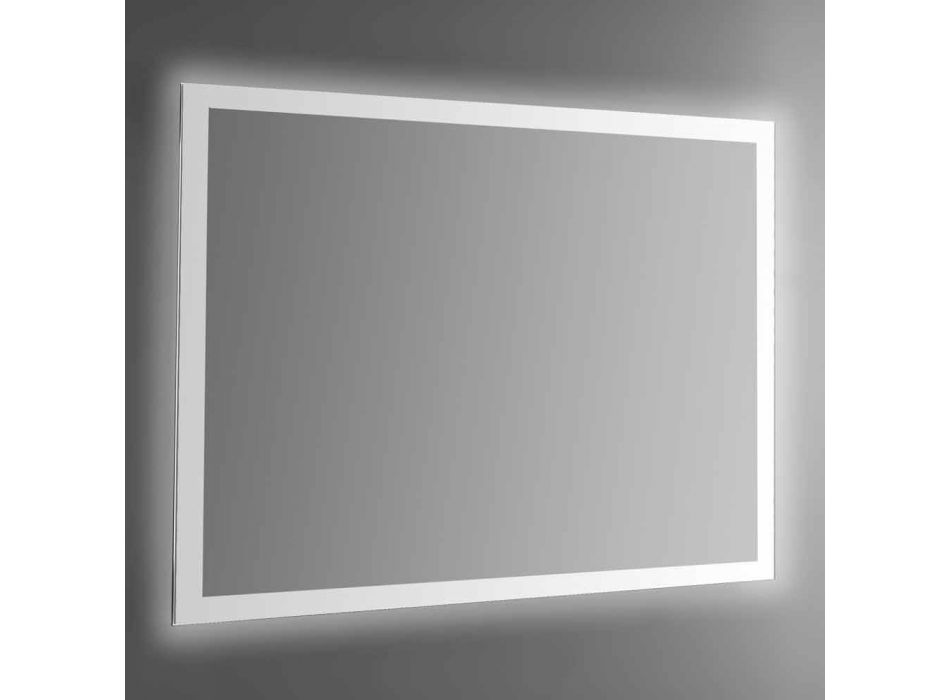 Backlit Wall Mirror with Sandblasted Frame Made in Italy - Edigio Viadurini