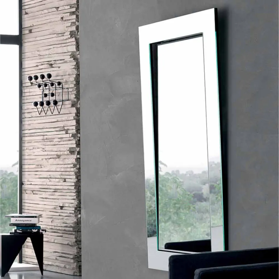 Rectangular Wall Mirror with Inclined Frame Made in Italy - Salamina Viadurini