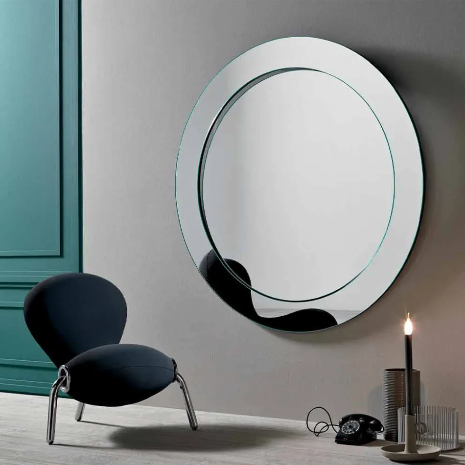 Round Wall Mirror with Inclined Frame Made in Italy - Salamina Viadurini