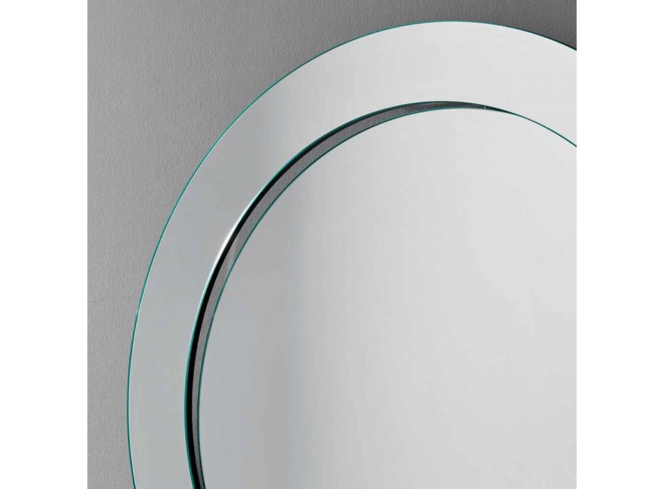 Round Wall Mirror with Inclined Frame Made in Italy - Salamina Viadurini