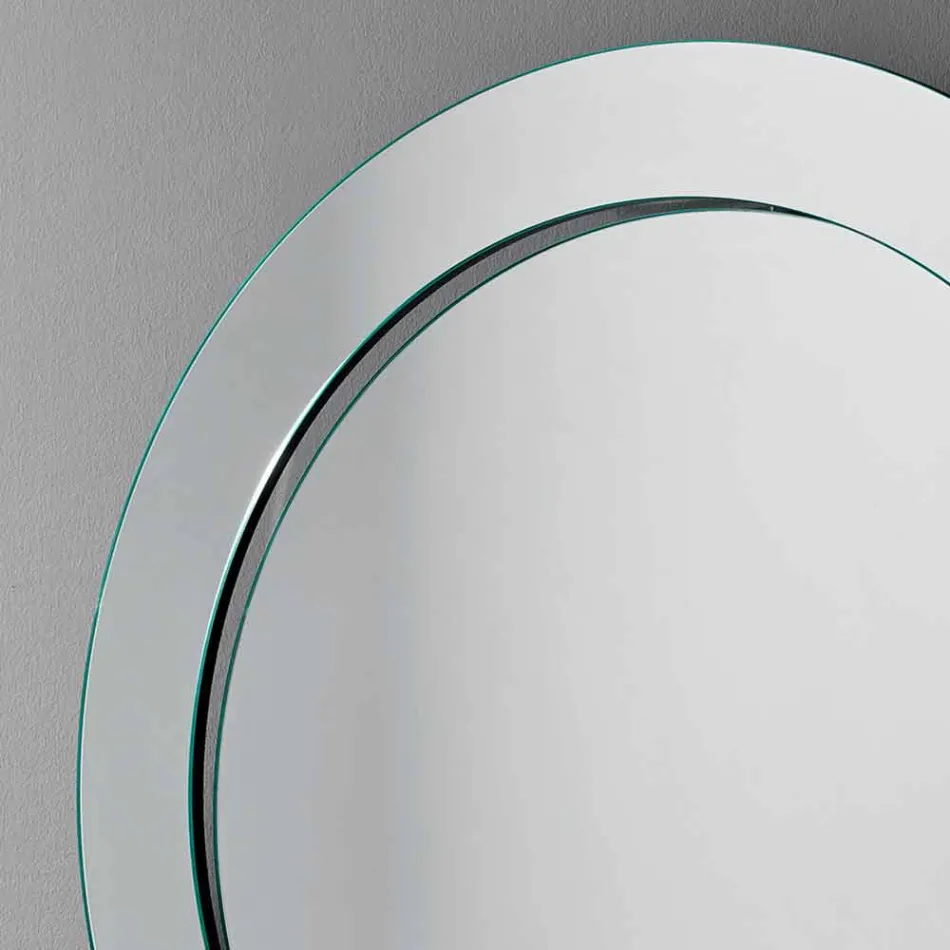 Round Wall Mirror with Inclined Frame Made in Italy - Salamina Viadurini