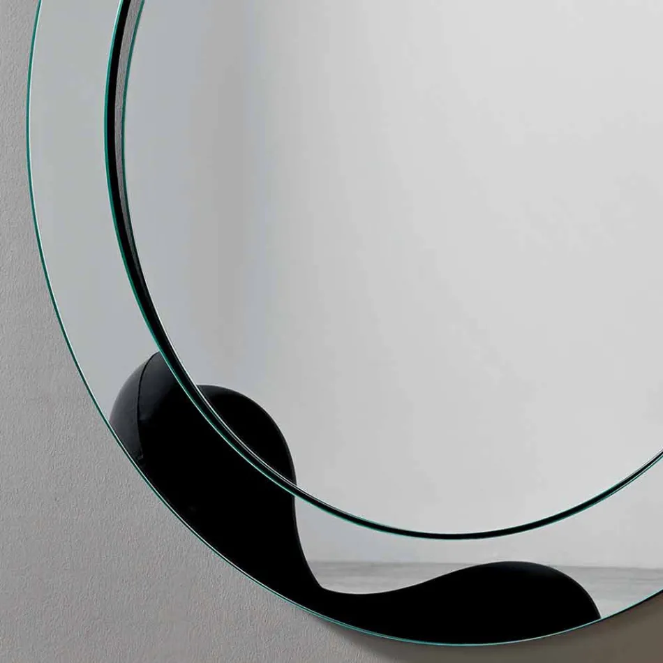 Round Wall Mirror with Inclined Frame Made in Italy - Salamina Viadurini