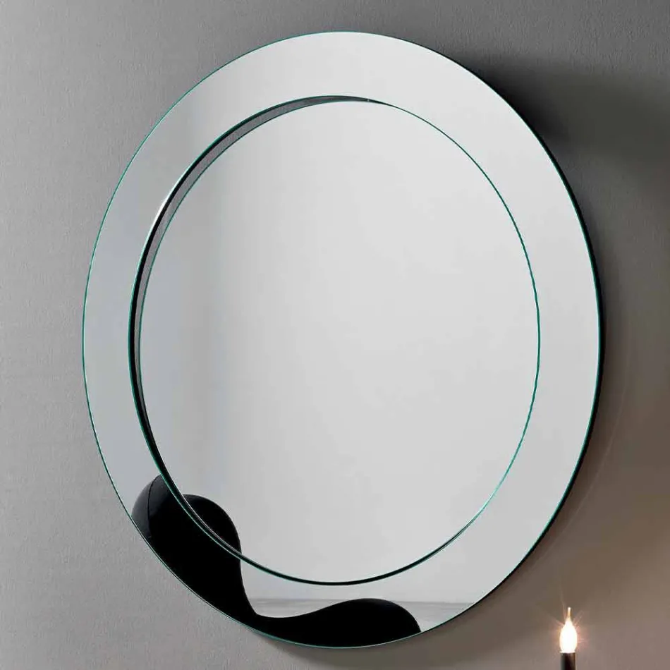 Round Wall Mirror with Inclined Frame Made in Italy - Salamina Viadurini