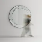 Round Wall Mirror with Wooden Structure Made in Italy - Navona Viadurini