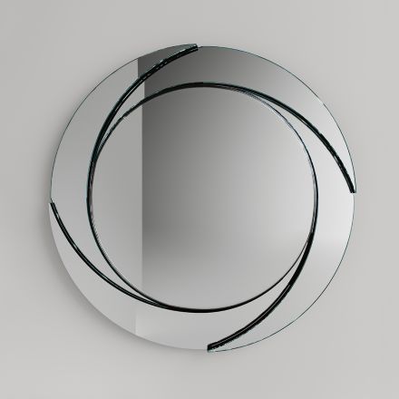 Round Wall Mirror with Wooden Structure Made in Italy - Navona Viadurini