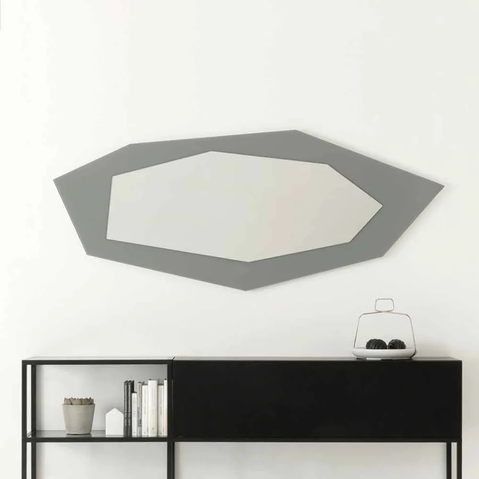 Shaped Wall Mirror with Glass Frame Made in Italy - Chlorine Viadurini