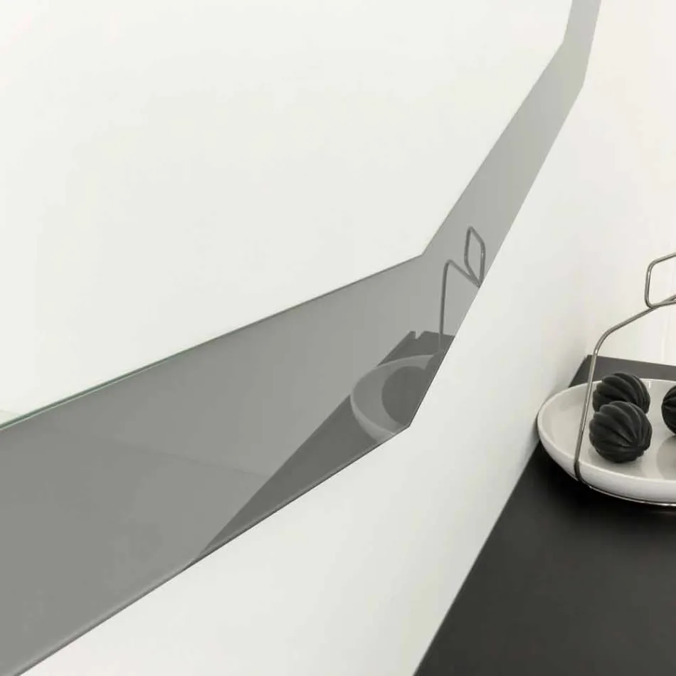 Shaped Wall Mirror with Glass Frame Made in Italy - Chlorine Viadurini