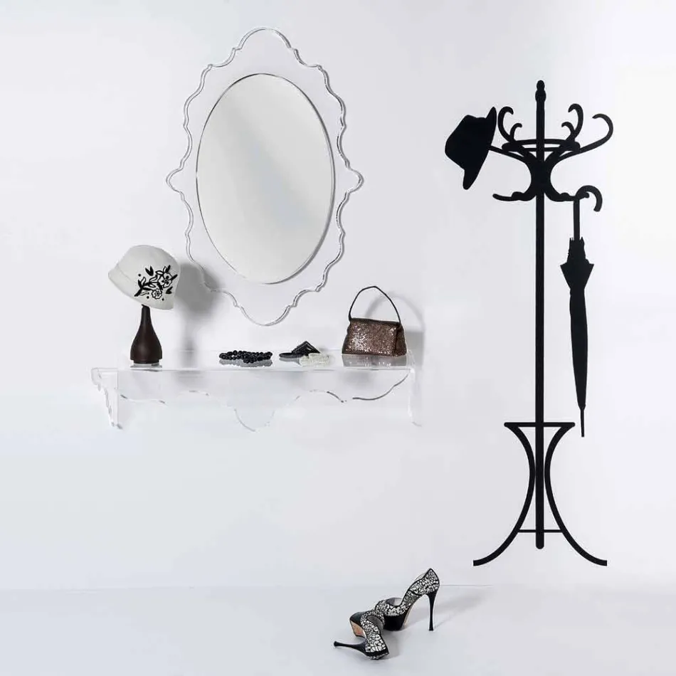 Design transparent wall mirror Joy, made in Italy Viadurini