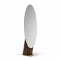 Luxury Floor Mirror in Ash Wood and Metal Made in Italy - Cuspide