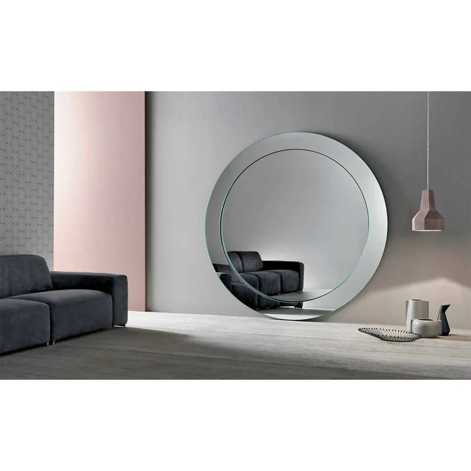 Modern Round Floor Mirror with Inclined Frame Made in Italy - Salamina Viadurini