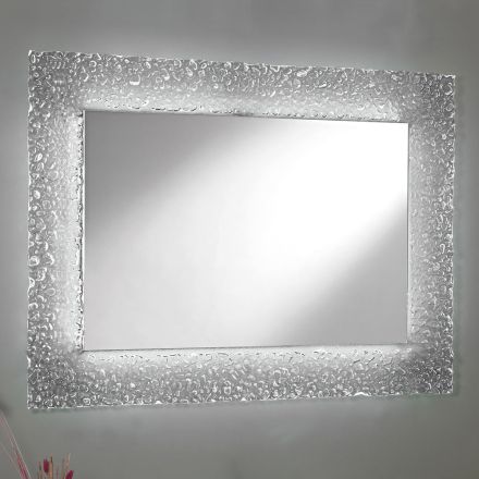 Decorative Wall Mirror with Glass Frame and Luxury Led Light - Attimo Viadurini