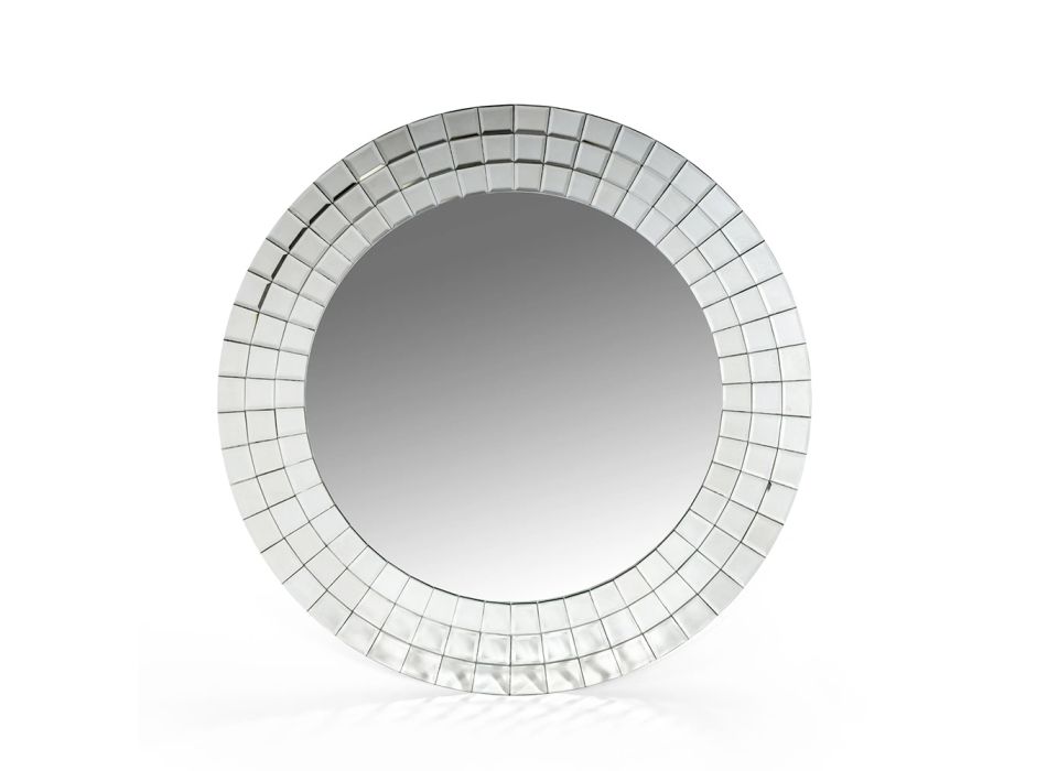 Decorative Round Wall Mirror with Glass Mosaic Frame - Purple Viadurini