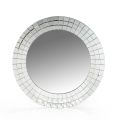 Decorative Round Wall Mirror with Glass Mosaic Frame - Purple