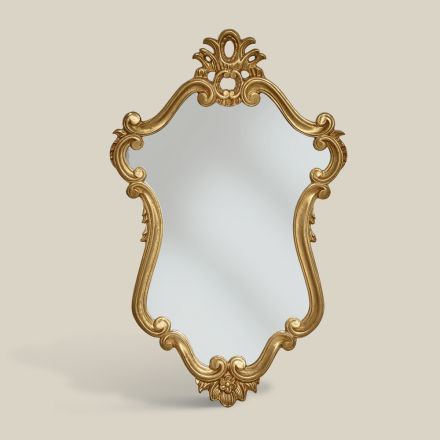 Luxury Shaped Mirror with Gold Leaf Frame Made in Italy - Precious Viadurini