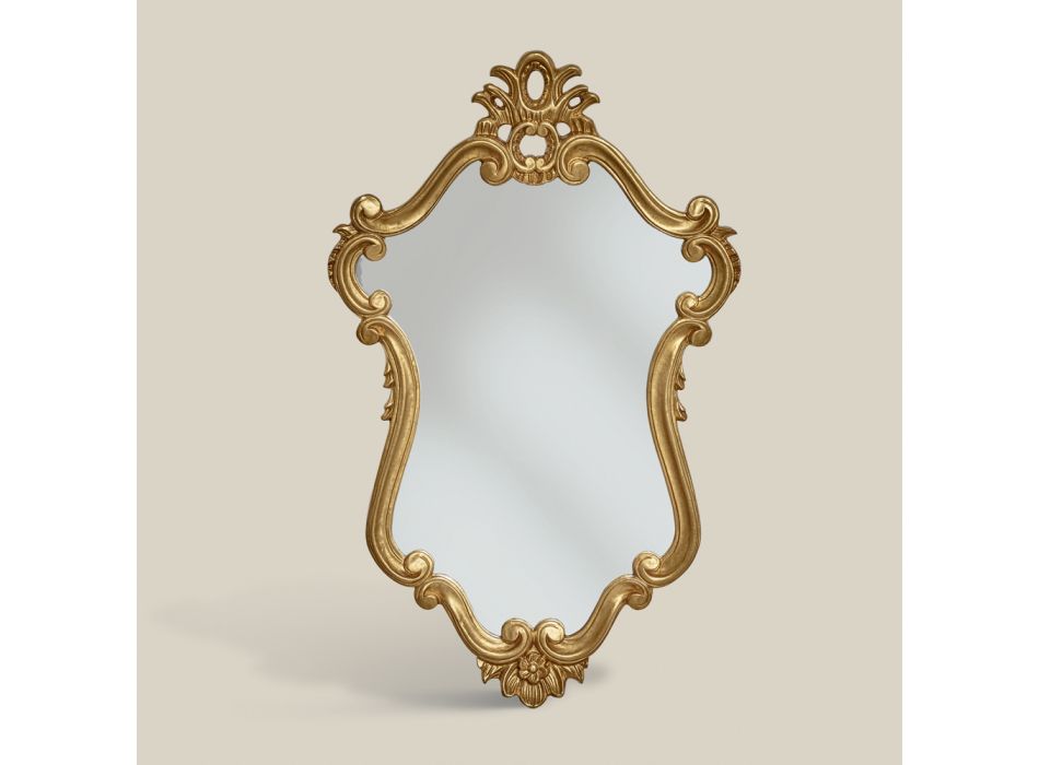 Luxury Shaped Mirror with Gold Leaf Frame Made in Italy - Precious Viadurini