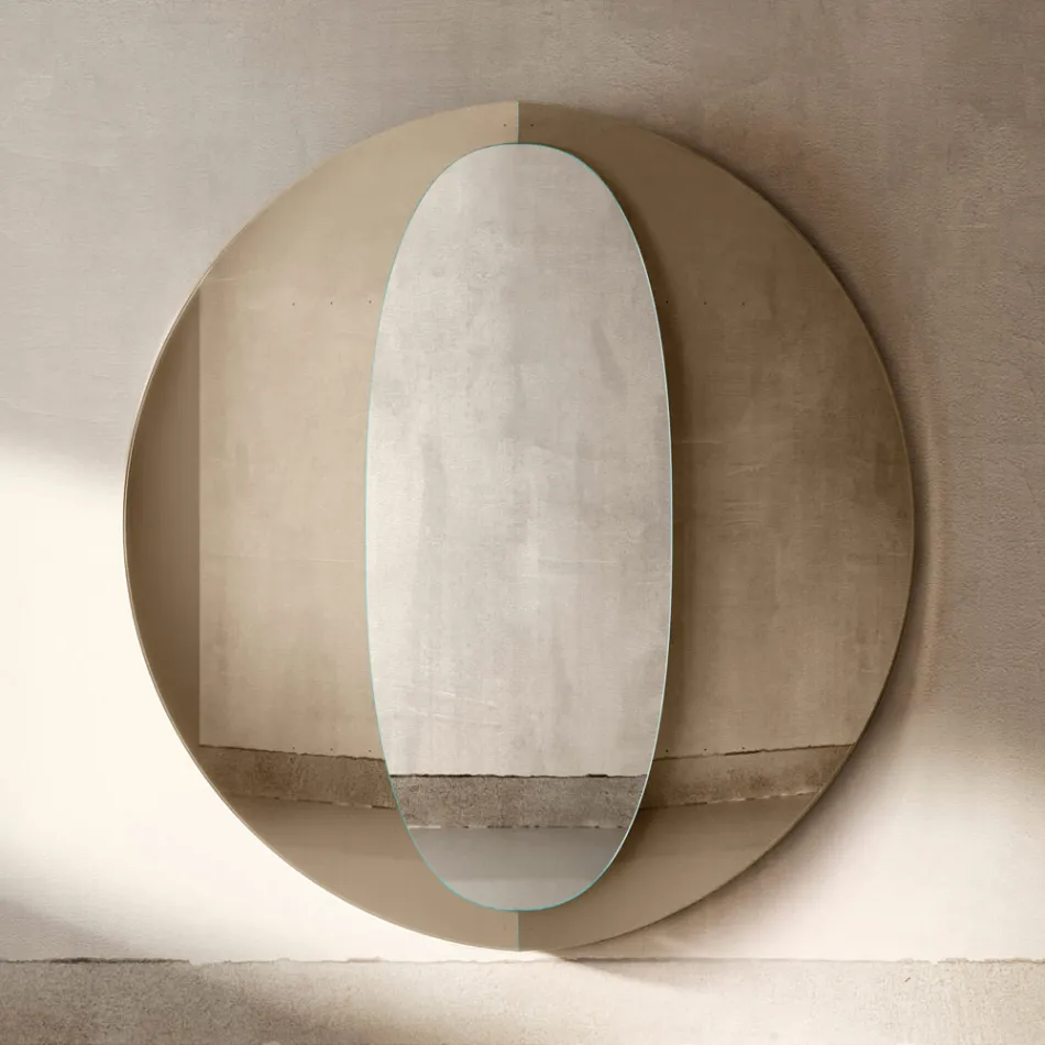 Bristol Modern Design Double Panel Wooden Mirror Made in Italy Viadurini