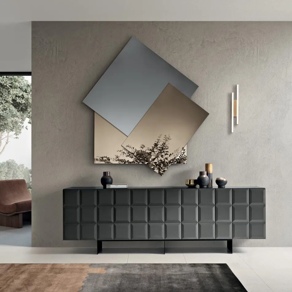 Mirror Made of 3 Overlapping Plates, 2 Bronze and 1 Smoked - Armida Viadurini